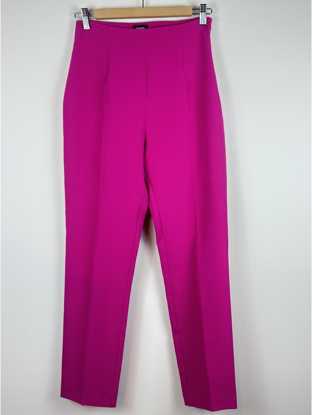 PINKO Fuchsia Pink High Rise Cropped Slim Trousers Pants XS US 2 Made Italy